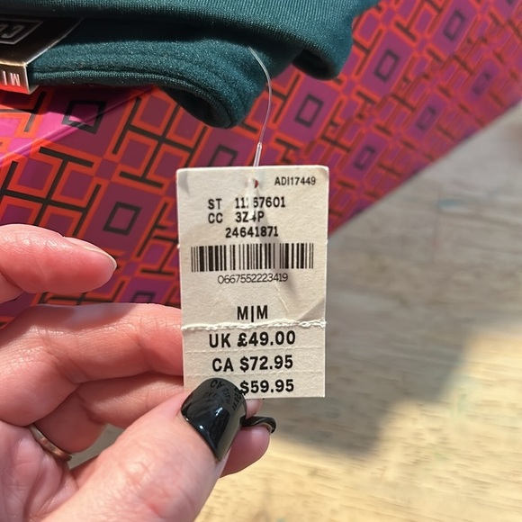 PINK Victoria's Secret Cozy Velvet Velour Fleece Lined Leggings Size M Green NWT - Picture 9 of 9